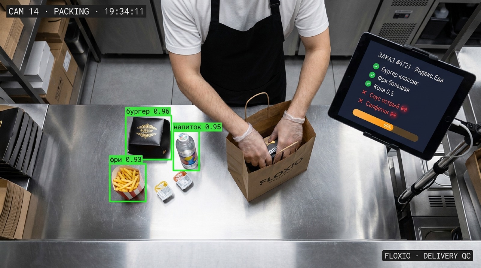 Delivery QC: CV-сверка собранного заказа с чеком, подсветка недостающих позиций